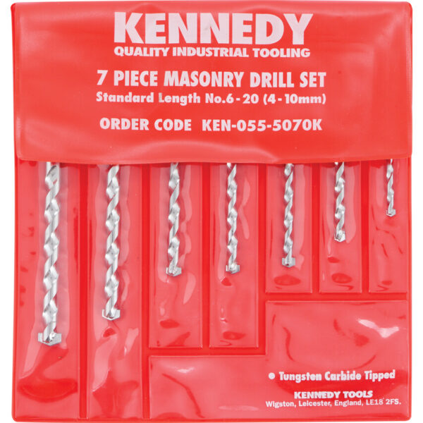 Masonry Drill Bit Set, 4-10mm, Straight, 7 Pack