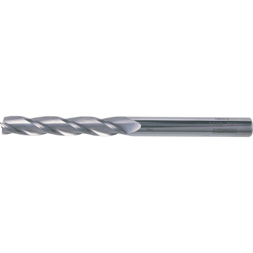 ken1614012k End Mill, Long, 4mm, Plain Round Shank, 3fl, Carbide, Uncoated - Image 1