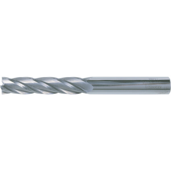 End Mill, Long, 8mm, Plain Round Shank, 4fl, Carbide, Uncoated