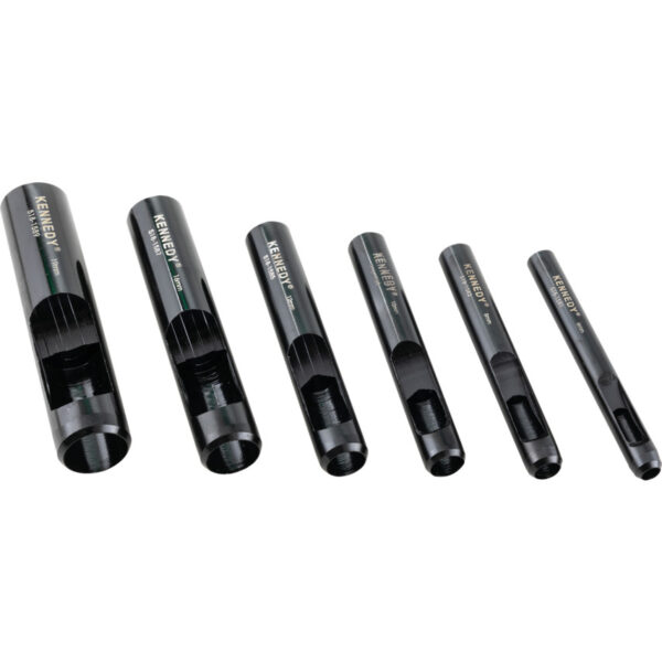 Carbon Steel, Hollow Punch Set, Point 10mm/12mm/16mm/19mm/6mm/8mm, 100mm/105mm/115mm/117mm/118mm