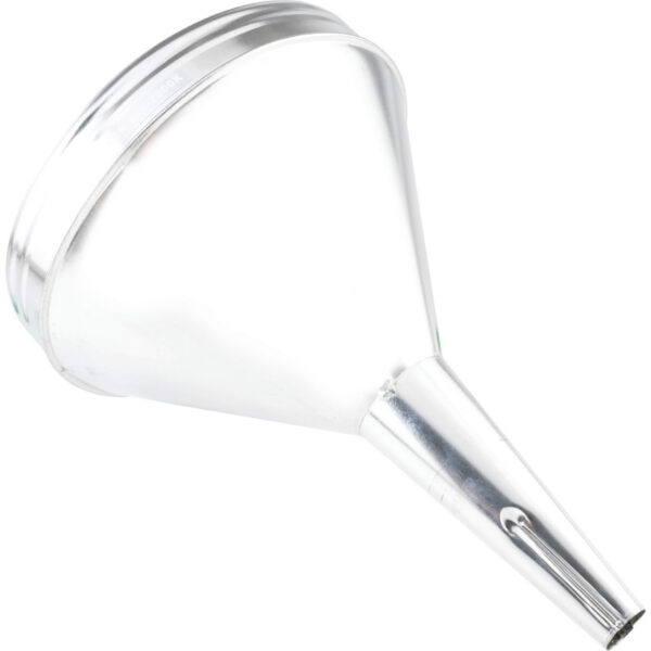 Funnel, 200mm, Tin-Plated, Straight Rigid Spout