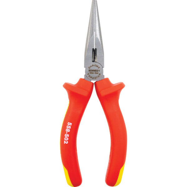 Needle Nose Pliers, Serrated, High Carbon Alloy Steel, 160mm, Insulated, VDE