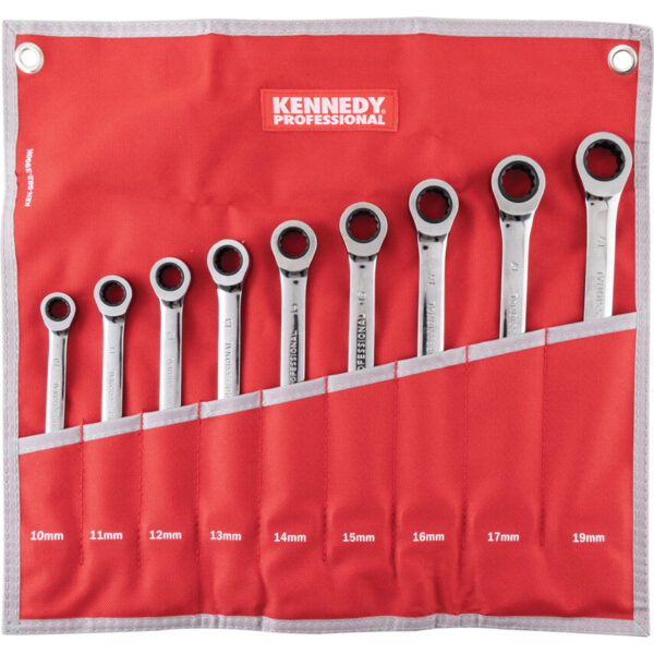Metric, Combination Spanner Set, 10 - 19mm, Set of 9, Chrome Vanadium Steel