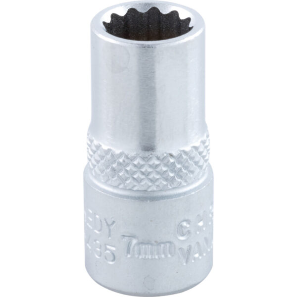 1/4in. Drive, Standard Bi-Hexagon Socket, 7mm, Metric, Chromed Finish