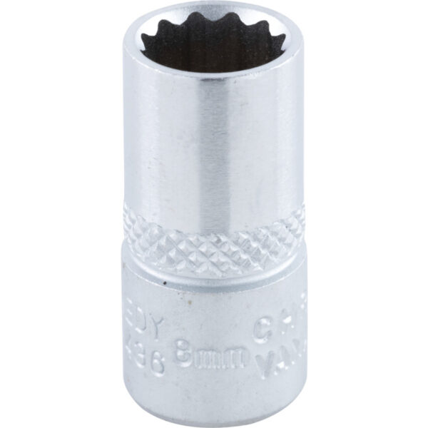 1/4in. Drive, Standard Bi-Hexagon Socket, 8mm, Metric, Chromed Finish