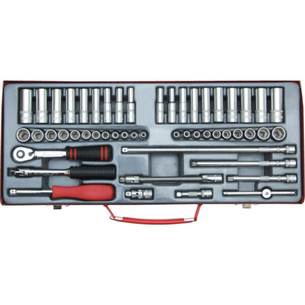 1/4in. Drive, Socket Set, Metric/Imperial, 4mm - 14mm/3/16in. - 9/16in. Set of 51, Chromed Finish