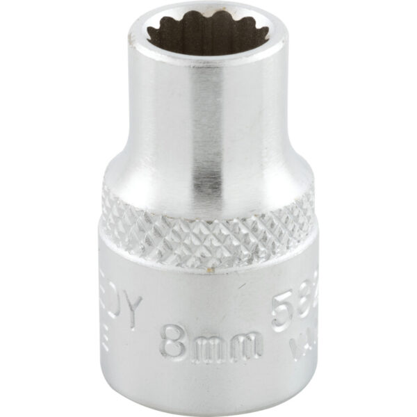 3/8in. Drive, Standard Bi-Hexagon Socket, 8mm, Metric, Chromed Finish