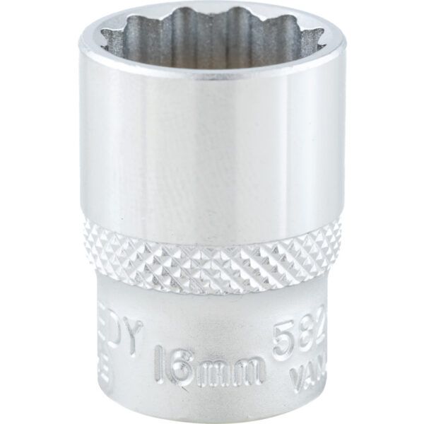 3/8in. Drive, Standard Bi-Hexagon Socket, 16mm, Metric, Chromed Finish