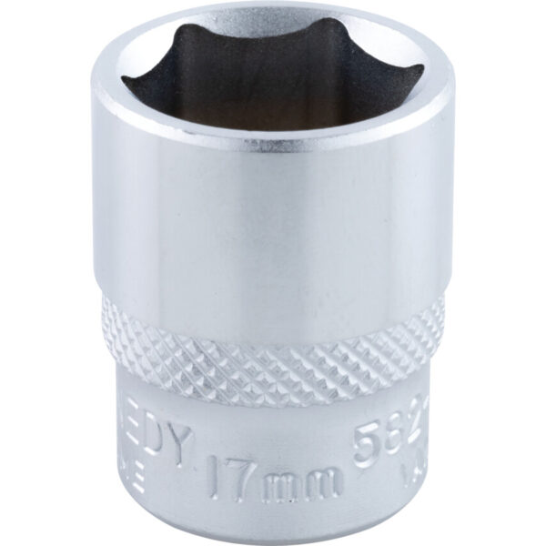 3/8in. Drive, Standard Hexagon Socket, 17mm, Metric, Chromed Finish