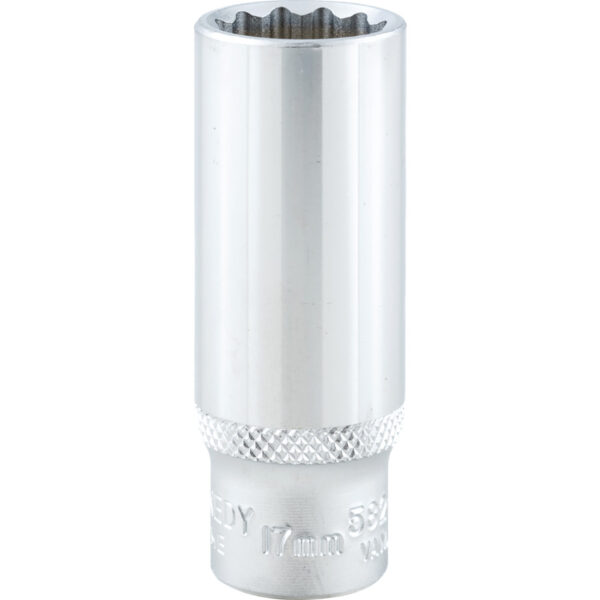 3/8in. Drive, Deep Bi-Hexagon Socket, 17mm, Metric, Chromed Finish
