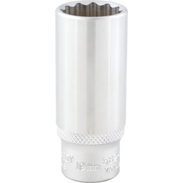 3/8in. Drive, Deep Bi-Hexagon Socket, 19mm, Metric, Chromed Finish