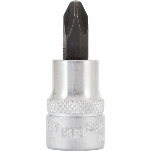 3/8in. Drive, Standard Screwdriver Bit Socket, No. 3, Phillips, Chromed Finish