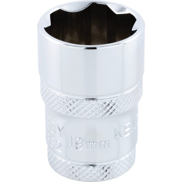 1/2in. Drive, Standard KenGrip® Socket, 19mm, Metric, Chromed Finish