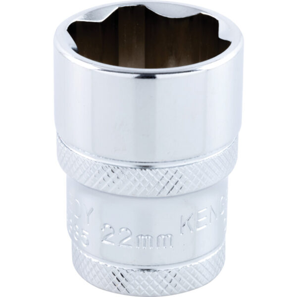 1/2in. Drive, Standard KenGrip® Socket, 22mm, Metric, Chromed Finish