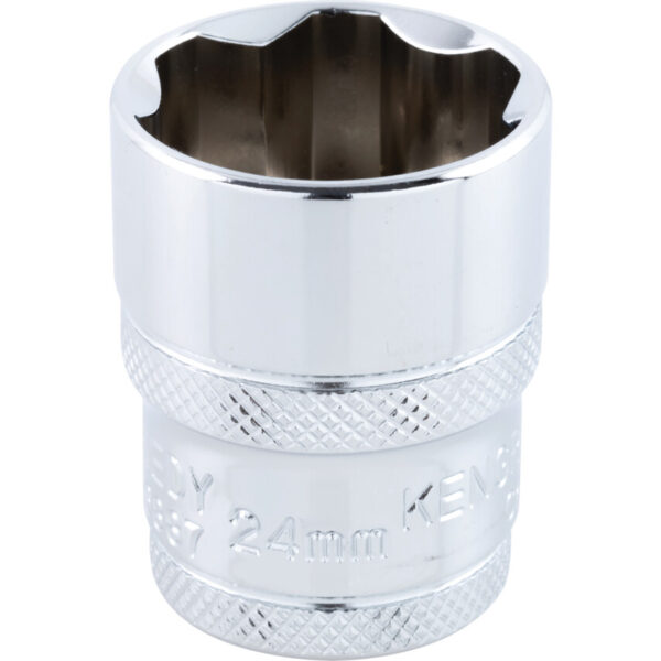 1/2in. Drive, Standard KenGrip® Socket, 24mm, Metric, Chromed Finish