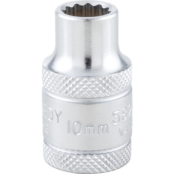 1/2in. Drive, Standard Bi-Hexagon Socket, 10mm, Metric, Polished Finish