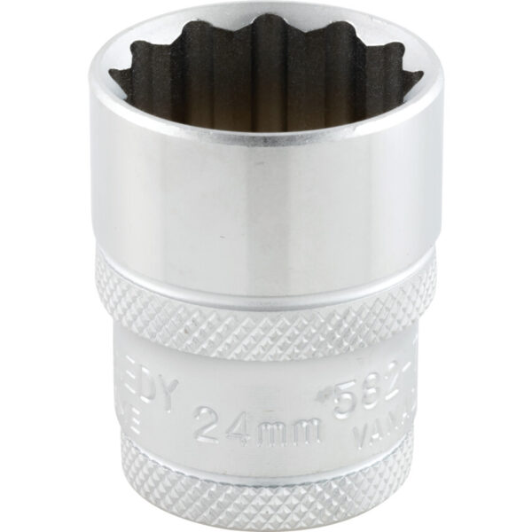 1/2in. Drive, Standard Bi-Hexagon Socket, 24mm, Metric, Polished Finish