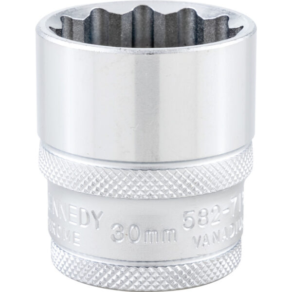 1/2in. Drive, Standard Bi-Hexagon Socket, 30mm, Metric, Polished Finish