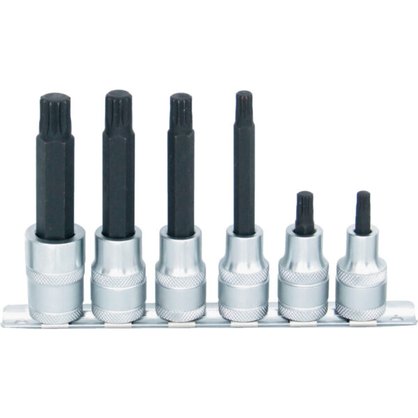 1/2in. Drive, Socket and Bit Set, Metric, M8 - M14, Set of 6, Chromed Finish