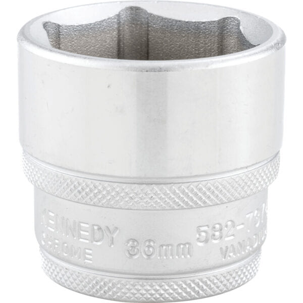 1/2in. Drive, Standard Hexagon Socket, 36mm, Metric, Polished Finish