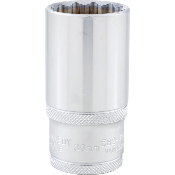1/2in. Drive, Deep Bi-Hexagon Socket, 30mm, Metric, Polished Finish