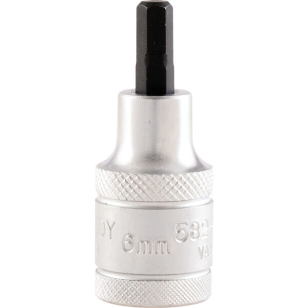 1/2in. Drive, Standard Hexagon Bit Socket, 6mm, Metric, Chromed Finish