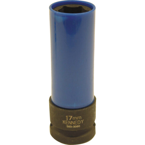 1/2in. Drive, Deep Alloy Wheel Impact Socket, 17mm, Metric, Plastic Finish