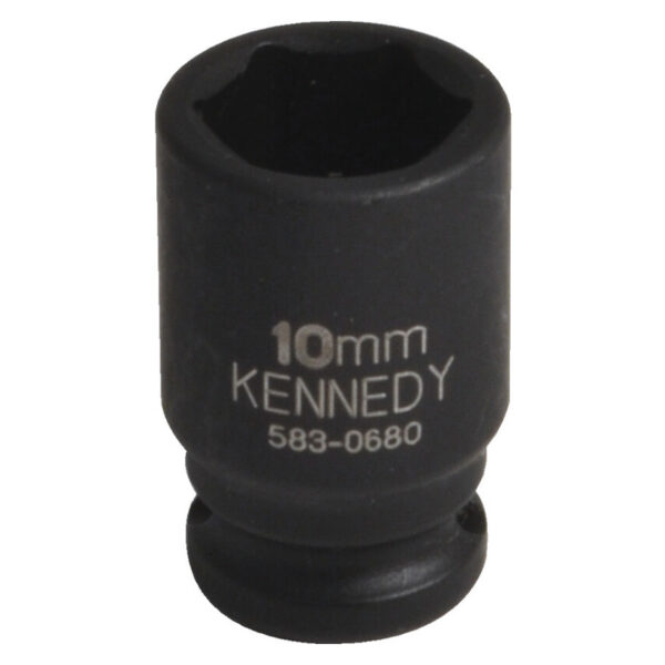 1/4in. Drive, Standard Impact Socket, 12mm, Metric, Black Oxide Finish