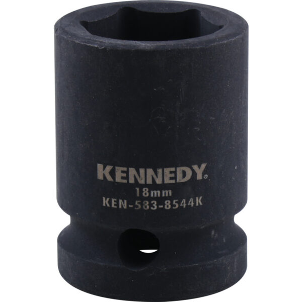 1/2in. Drive, Standard Impact Socket, 18mm, Metric, Black Oxide Finish