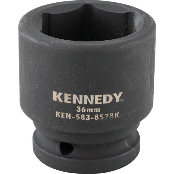 3/4in. Drive, Standard Hex Impact Socket, 36mm, Metric, Black Oxide Finish