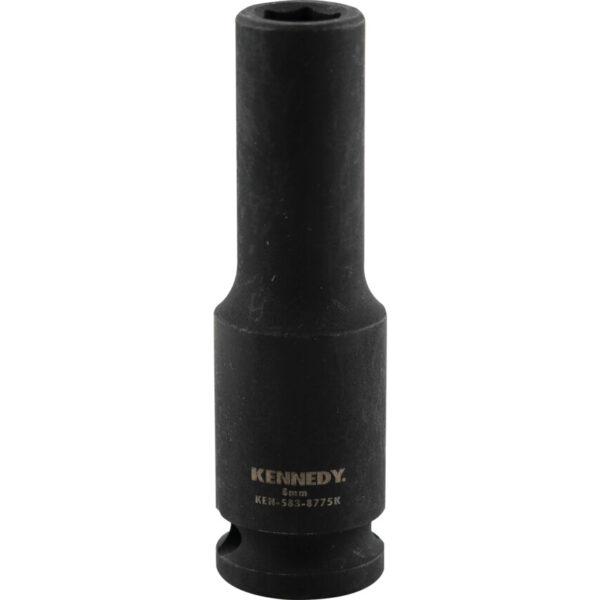 3/8in. Drive, Deep Hex Impact Socket, 8mm, Metric, Black Oxide Finish