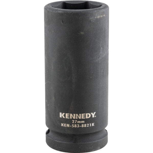 3/4in. Drive, Deep Impact Socket, 27mm, Metric, Black Oxide Finish