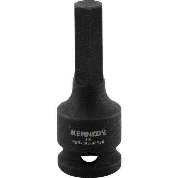 3/8in. Drive, Standard Hex Impact Bit, 8mm, Metric, Black Oxide Finish
