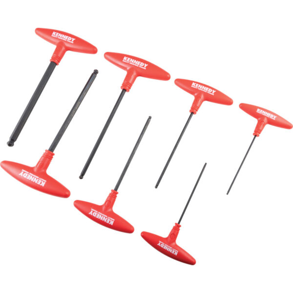 Hex Key, T-Handle, Hex Ball, Metric, 2.5-10mm, 7-piece