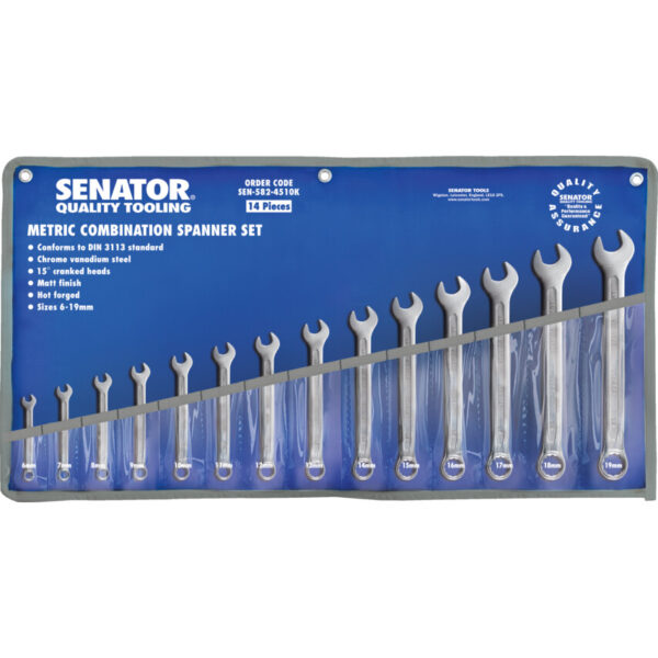 Metric, Combination Spanner Set, 6 - 19mm, Set of 14, Chrome Vanadium Steel
