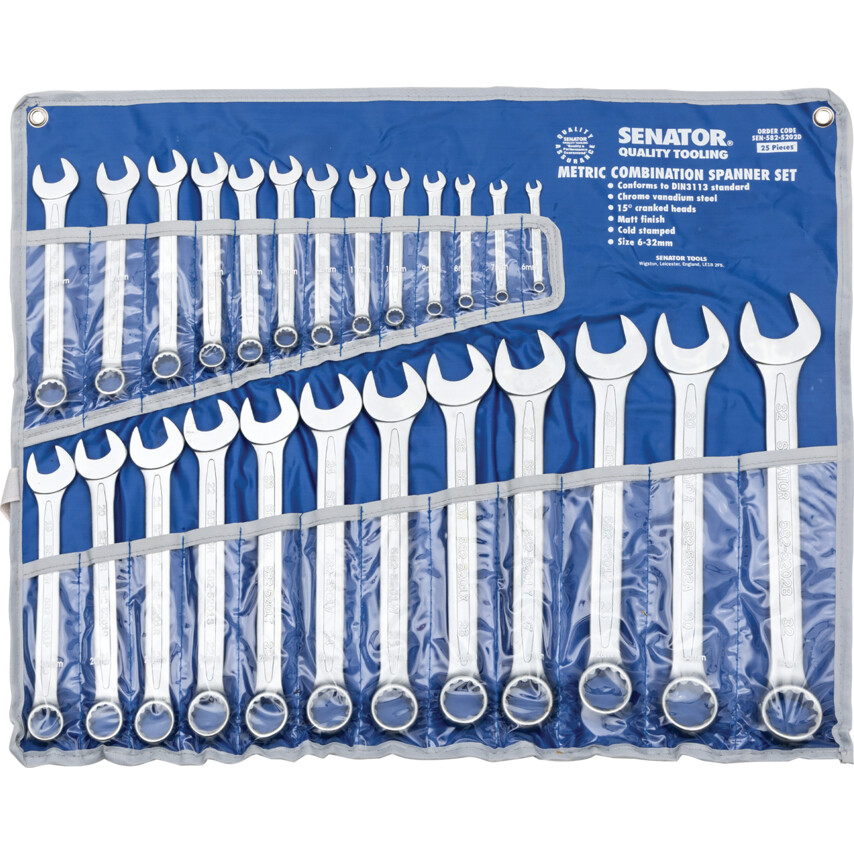 sen5825202d Metric, Combination Spanner Set, 6 - 32mm, Set of 25, Chrome Vanadium Steel - Image 1