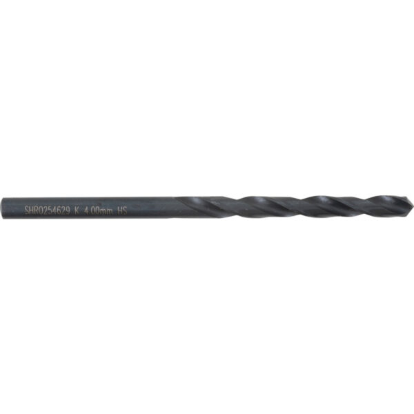 Jobber Drill, 4mm, Normal Helix, High Speed Steel, Black Oxide