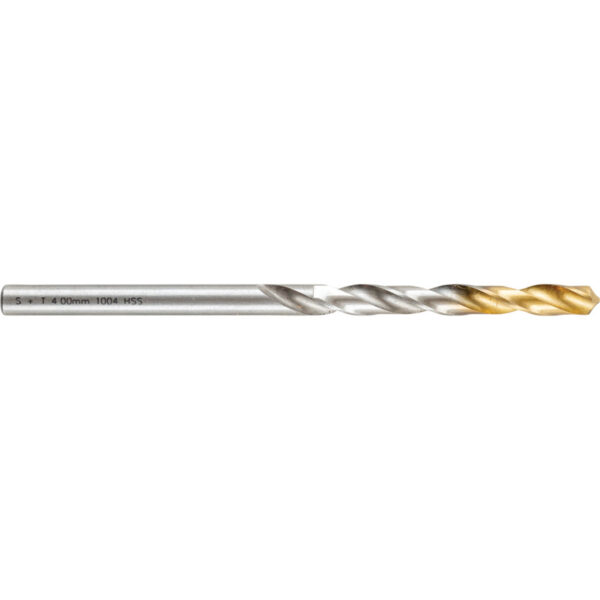 Jobber Drill, 4mm, Normal Helix, High Speed Steel, TiN