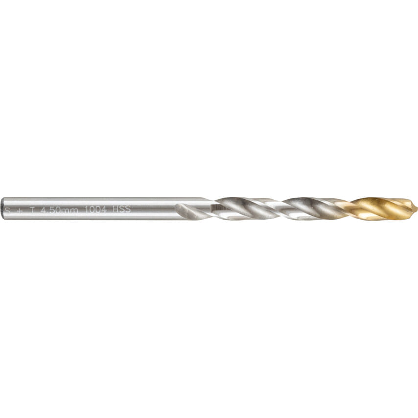 swt1255045a Jobber Drill, 4.5mm, Normal Helix, High Speed Steel, TiN - Image 1