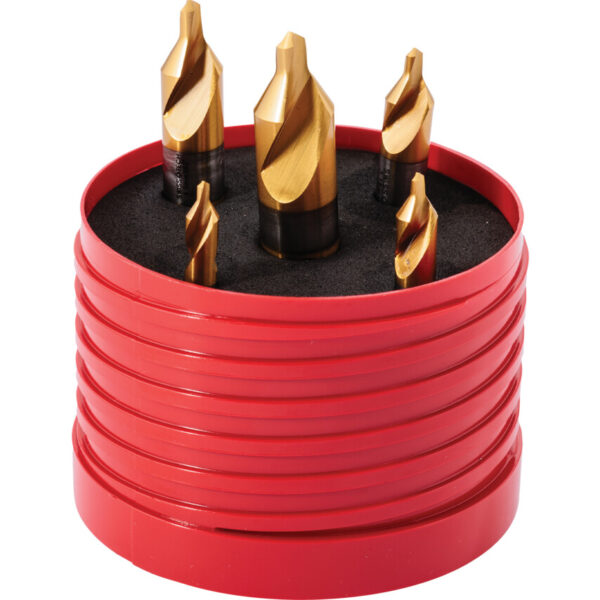 Centre Drill Set, 1.6mm to 5mm, High Speed Steel, TiN-Tipped, Set of 5