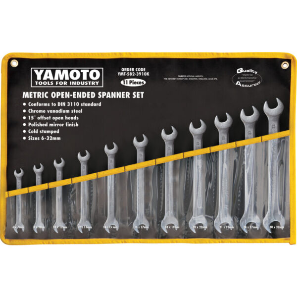 Metric, Open Ended Spanner Set, 6 - 32mm, Set of 11, Chrome Vanadium Steel