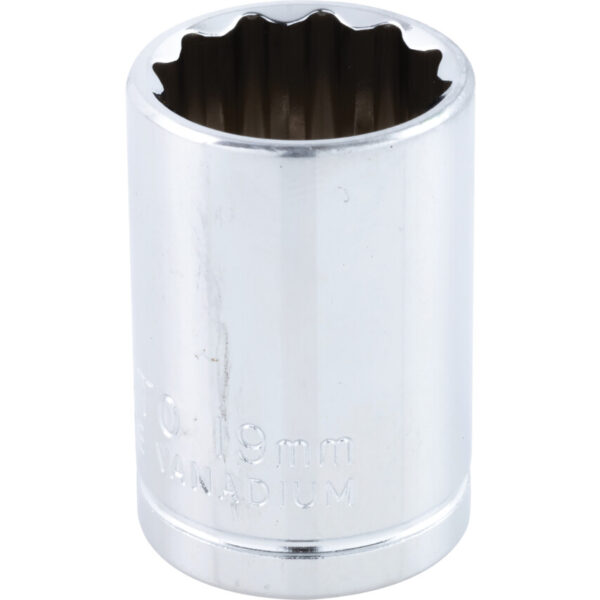 1/2in. Drive, Standard Bi-Hexagon Socket, 19mm, Metric, Polished Finish