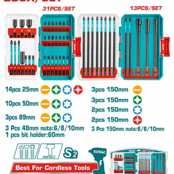 TACSDL24408 44 Pcs Screwdriver Bits & Magnetic Nuts Set