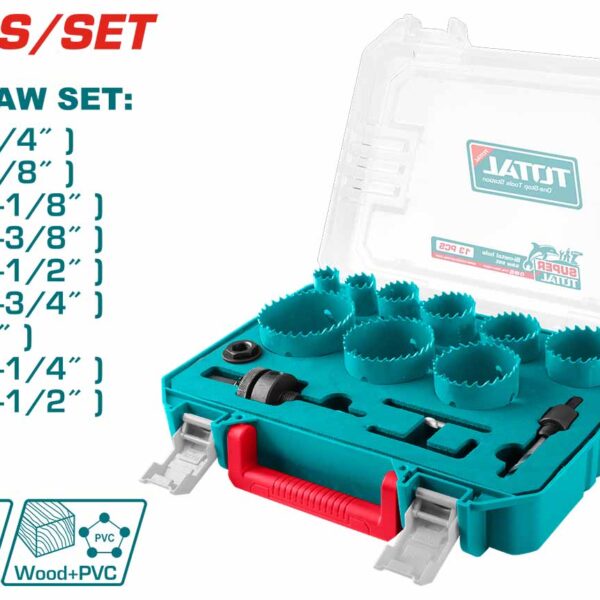 TACSH0132 13 Pcs Bi-metal Hole Saw Set