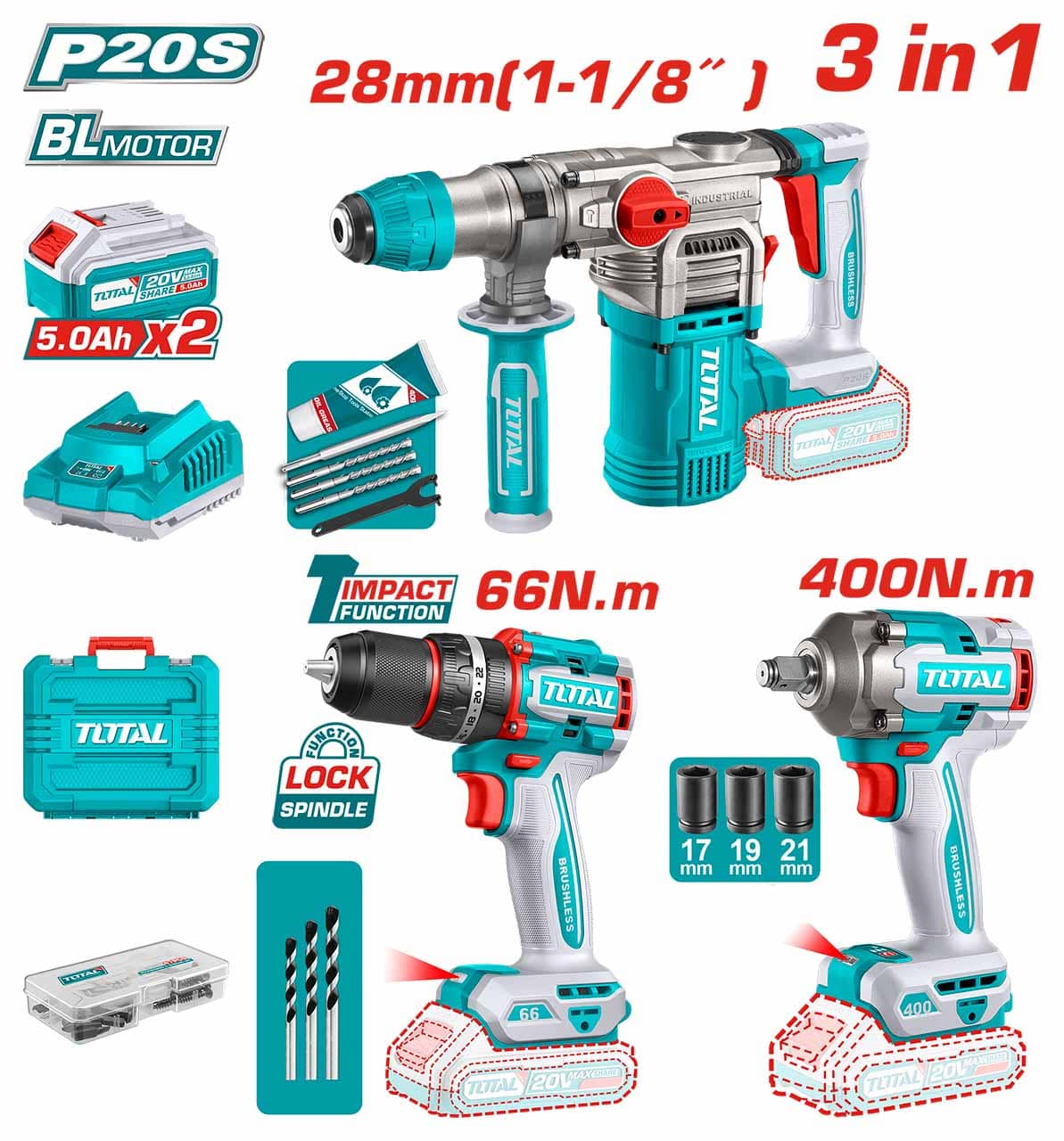 TCKLI20638 TCKLI20638 Li-ion 3 Pcs Combo Kit - Image 1