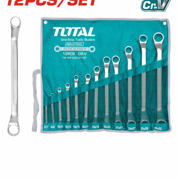 THT1024121 12 Pcs Offset Ring Spanner Set