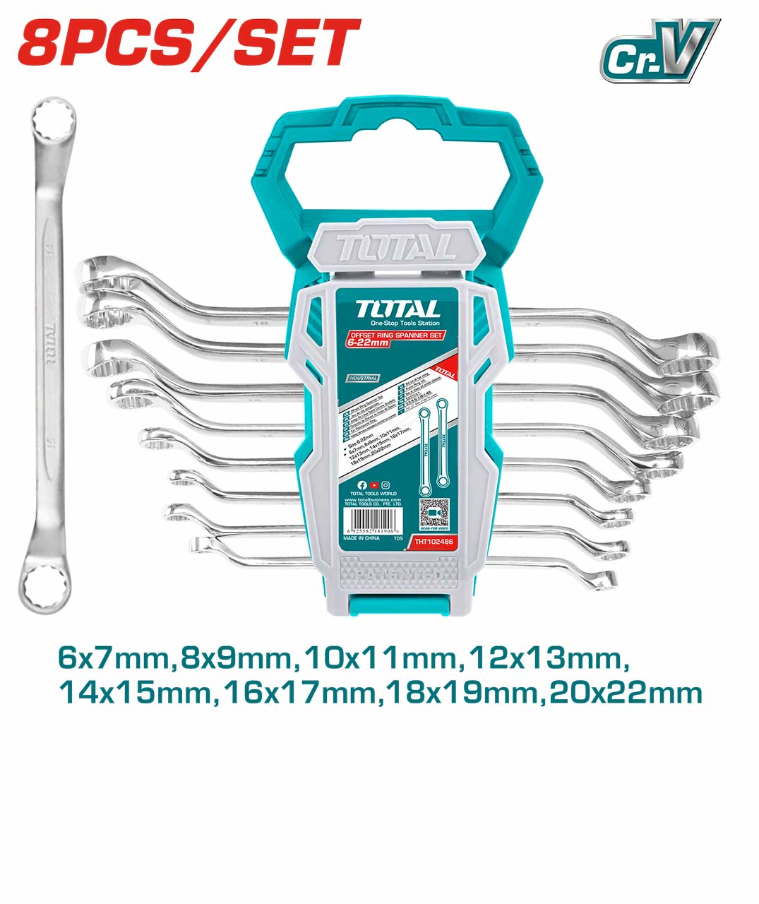 THT102486 THT102486 8 Pcs Offset Ring Spanner Set - Image 1
