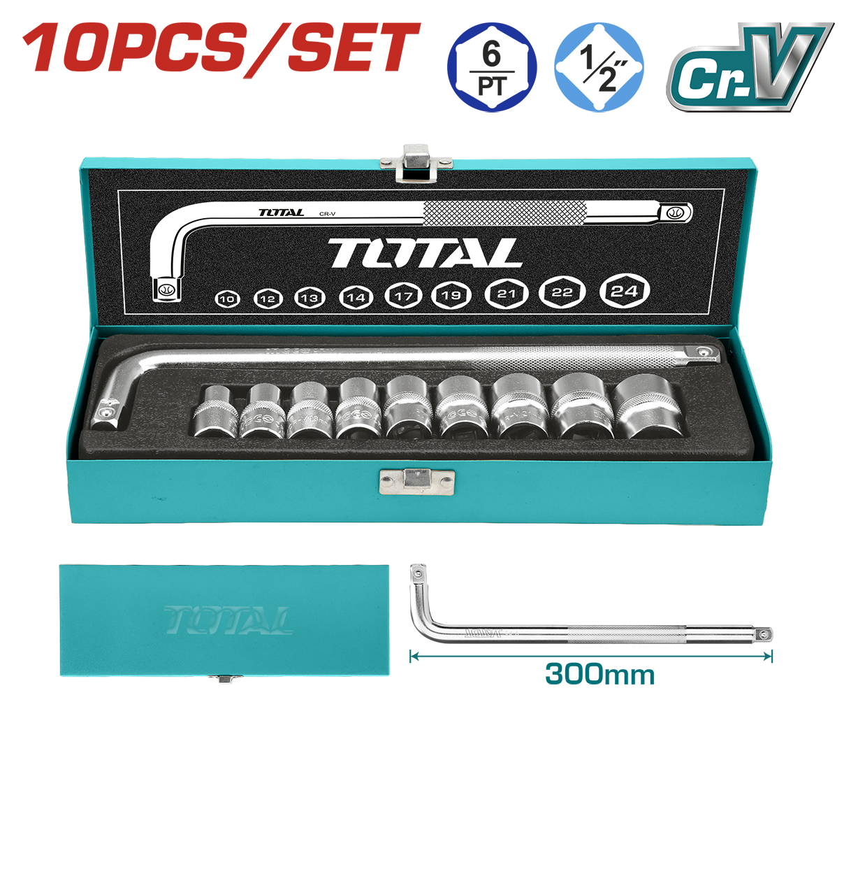 THTL121101 THTL121101 10 Pcs 1/2″ Socket Set - Image 1