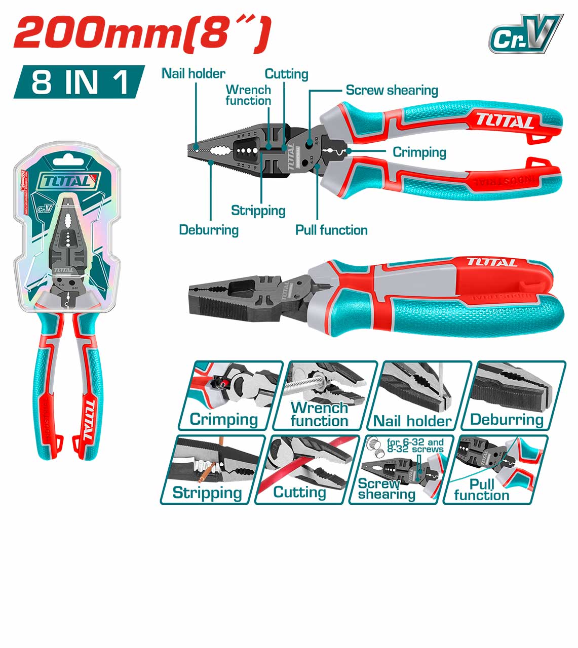 THTMF186 THTMF186 8-in-1 Multi-function Combination Pliers - Image 1