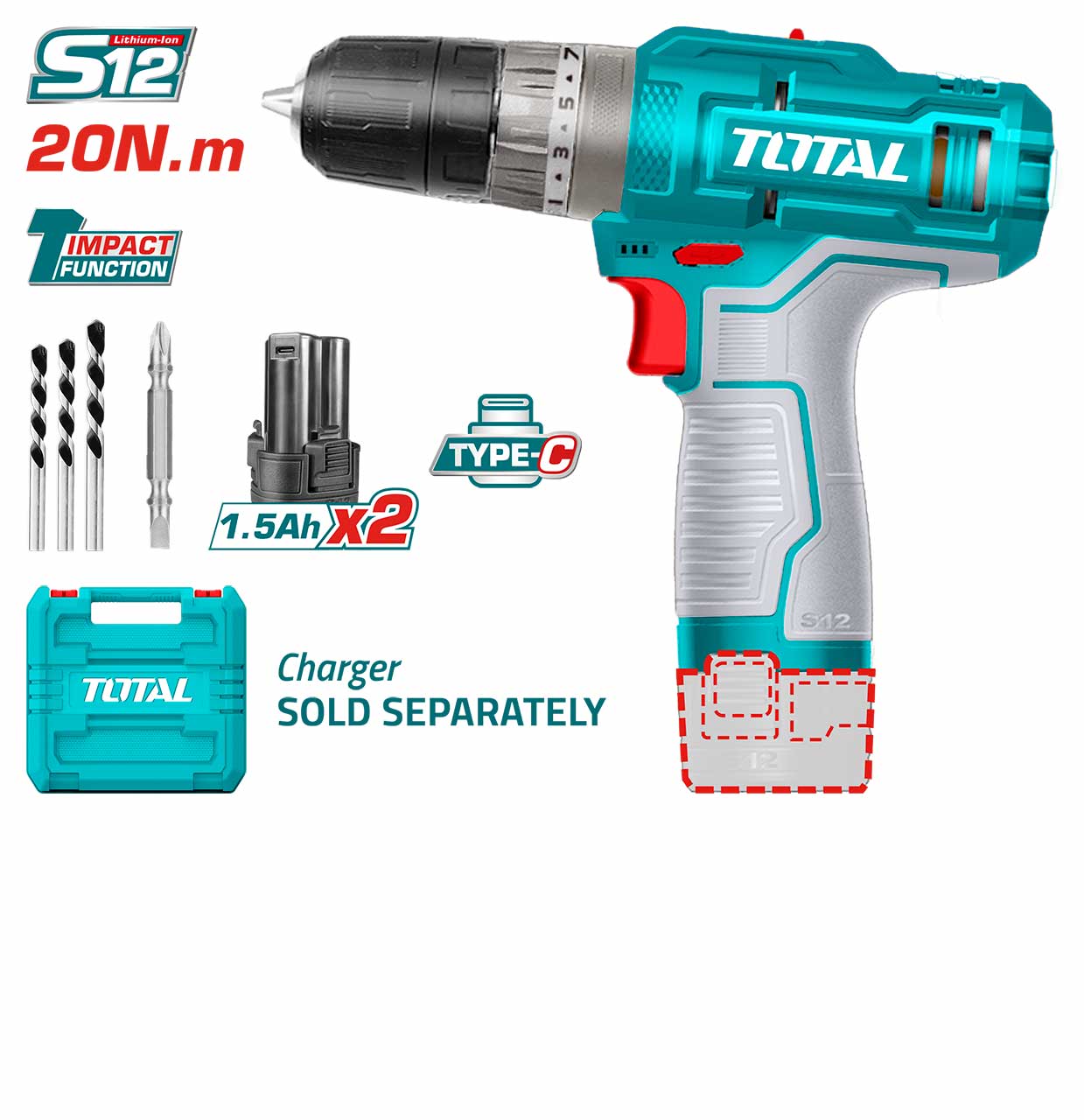 TIDLI12202 TIDLI12202 Li-ion Impact Drill - Image 1
